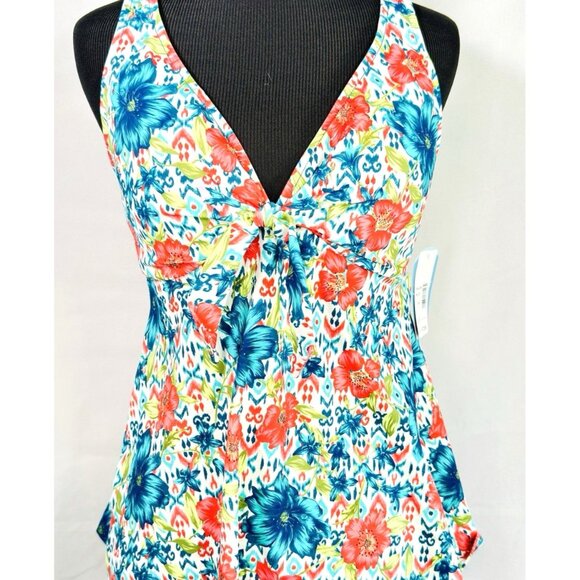 Swim Solutions Simply Sweet Tie Front Tummy-Control Tankini Top Size 10 NWT $72 - Picture 5 of 12
